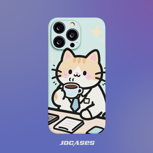喝咖啡的猫 iphone17promax全包软壳半包硬壳菲林苹果16手机壳安卓