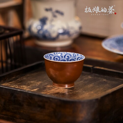 景德镇高温瓷 焱谷雨香斋紫金祥云杯45ml中式家用茶具茶杯主人杯