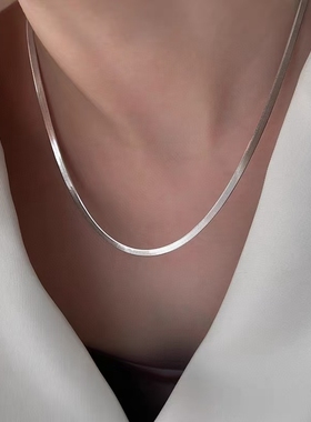 足银999纯银蛇骨项链女叠戴潮酷优雅气质锁骨链ins小众男女同款