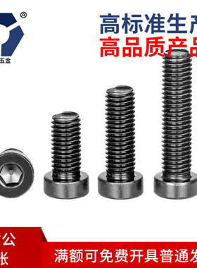 5x6→5x16黑色防锈薄头内六角螺丝不锈钢盐雾耐腐蚀达克罗DIN7984