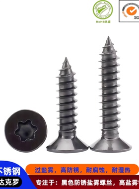 KA3x6→3x16沉头梅花自攻螺丝钉304黑色不锈钢高盐雾耐腐蚀达克罗