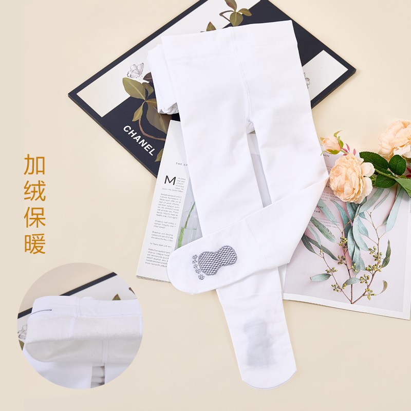 儿童女童加裆小女孩加绒考级袜子