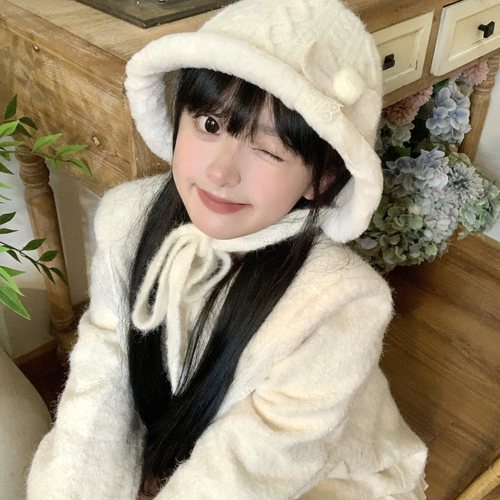 白月光奈里原创蝴蝶结绑带渔夫帽