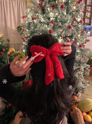 奈里nicein针织蝴蝶结马海毛发夹