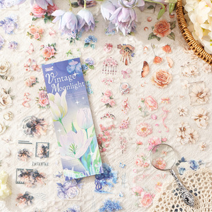 创意花记语录切膜贴纸贴纸本diy花卉素材贴画装 饰手帐贴纸书贴画