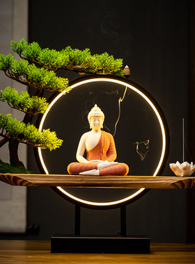 禅意中式如来佛摆件陶瓷东南亚泰佛紫砂释迦牟尼佛像软装玄关饰品