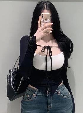 自制LK512一眼记住~性感吊带+系带防晒开衫套装瑜伽上衣