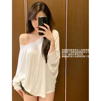 夏季款小众穿搭T恤女莫奈花园风休闲宽松中长款蝙蝠袖罩衫