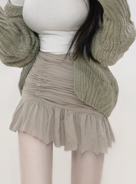 MISS WU 喜欢的设计YW253娇俏可爱显瘦高腰褶皱包臀半身裙se