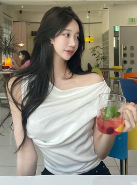 MISS WU MA132优雅气质女人味~露肩修身百搭无袖T恤se