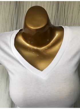 MISS WU【留】白色纯棉v领锁骨t恤女春秋显瘦显高心机百搭上衣设