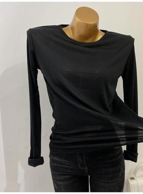 MISS WU 防晒长袖面膜T恤女夏白色薄款内搭圆领微宽松气质打底衫