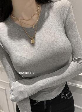 MISS WU MX102亲肤显身材~女人味微透紧身打底长袖T恤ue