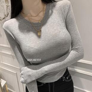 MISS WU MX102亲肤显身材~女人味微透紧身打底长袖T恤ue