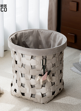 ideaco镂空编织脏衣篓皮质整理箱酒店浴室衣服杂物篮手提收纳筐