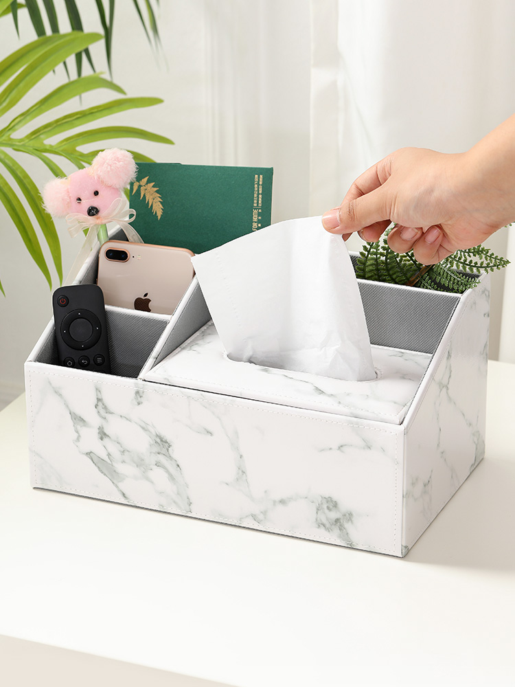 Light luxury household multi-function tissue box Makeup desktop Nordic living room coffee table storage remote control debris toilet paper box