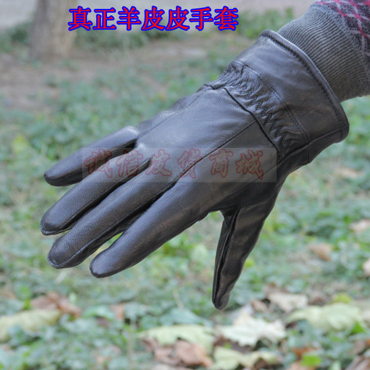 男士加绒加厚防风寒户外皮手套
