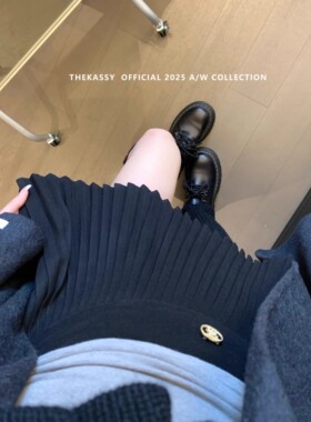 灰色气质百搭毛呢半身裙女秋季新款高腰显瘦百褶裙防走光辣妹短裙