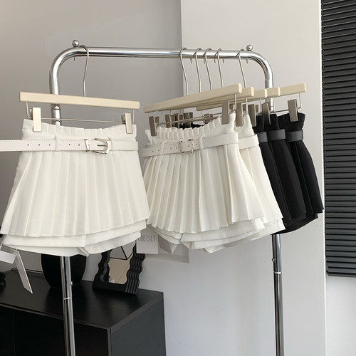 辣妹时尚气质百褶短裙女夏季白色新款高腰小个子显腿长a字半身裙