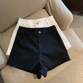 心机开叉热裤 西装 子女ins潮百搭夏季 2025新款 白色短裤 高腰休闲裤