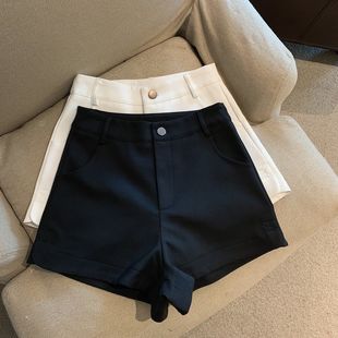 西装白色短裤高腰休闲裤子女ins潮百搭夏季2025新款心机开叉热裤