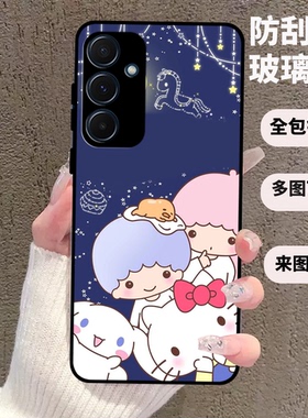 双子星适用三星A16 A15 A14 A13 5G A56 A54 A36 A26 A25玻璃卡通手机壳A35 A12 A23 A52 A42 A22 A750订制