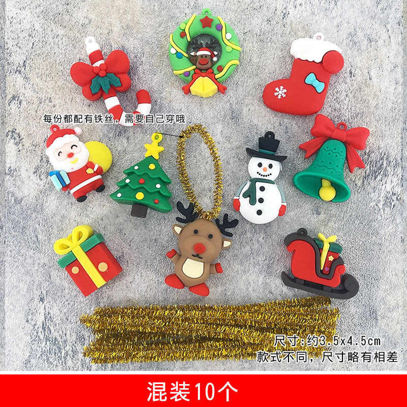 크리스마스 장식 용품 에폭시 산타 클로스 귀여운 크리스마스 트리 펜던트 패브릭 크리스마스 장면 축제 장식