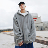 李宁连帽开衫 宽松百搭灰色校园ins百搭运动服外套 卫衣情侣春新款