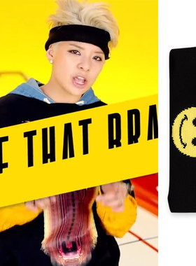 创造营2021AMBER刘逸云同款黑底黄色笑脸发带头箍运动男女宽边饰Q