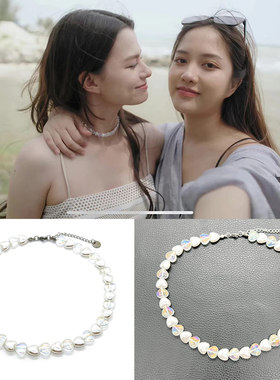 FreenBecky白珍珠拼幻彩爱心项链