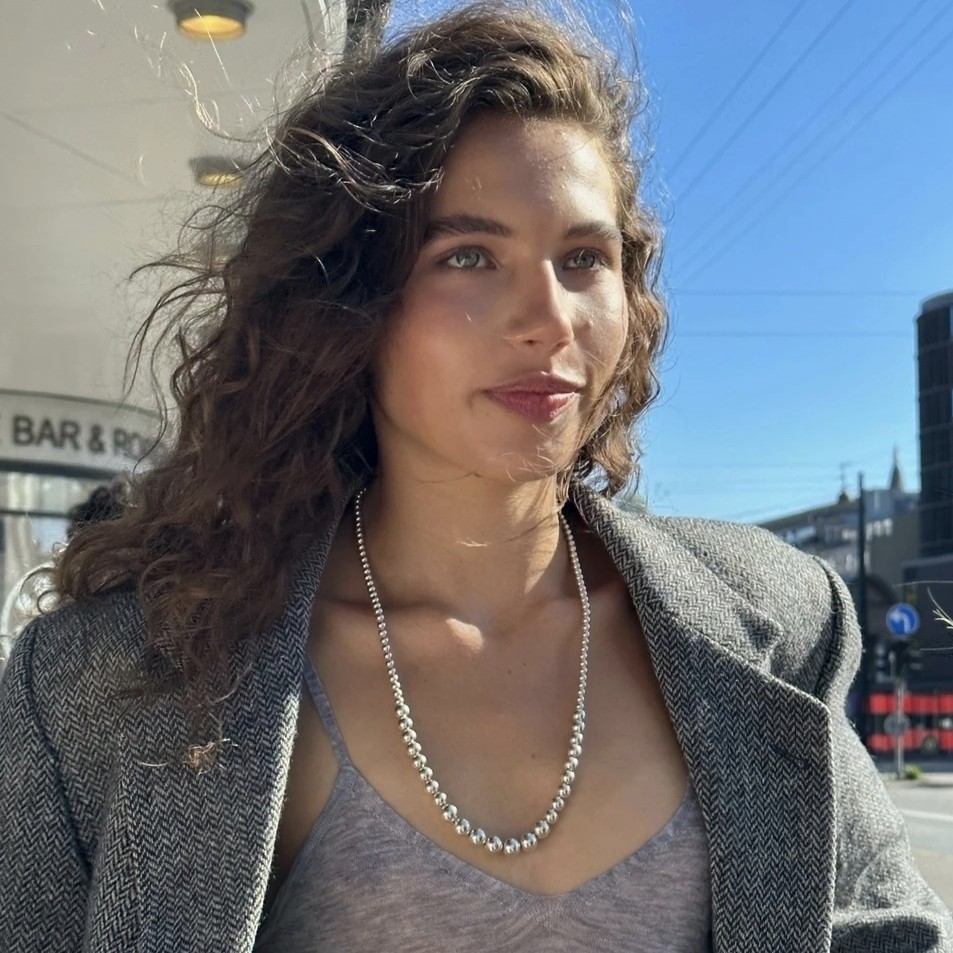 铜电镀18K金大小圆珠项链时尚流行母亲节520送礼奢华百搭潮长项链