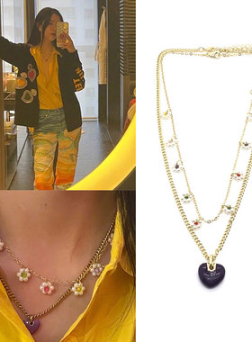 宋妍霏同款紫色彩潮花卉个性花朵