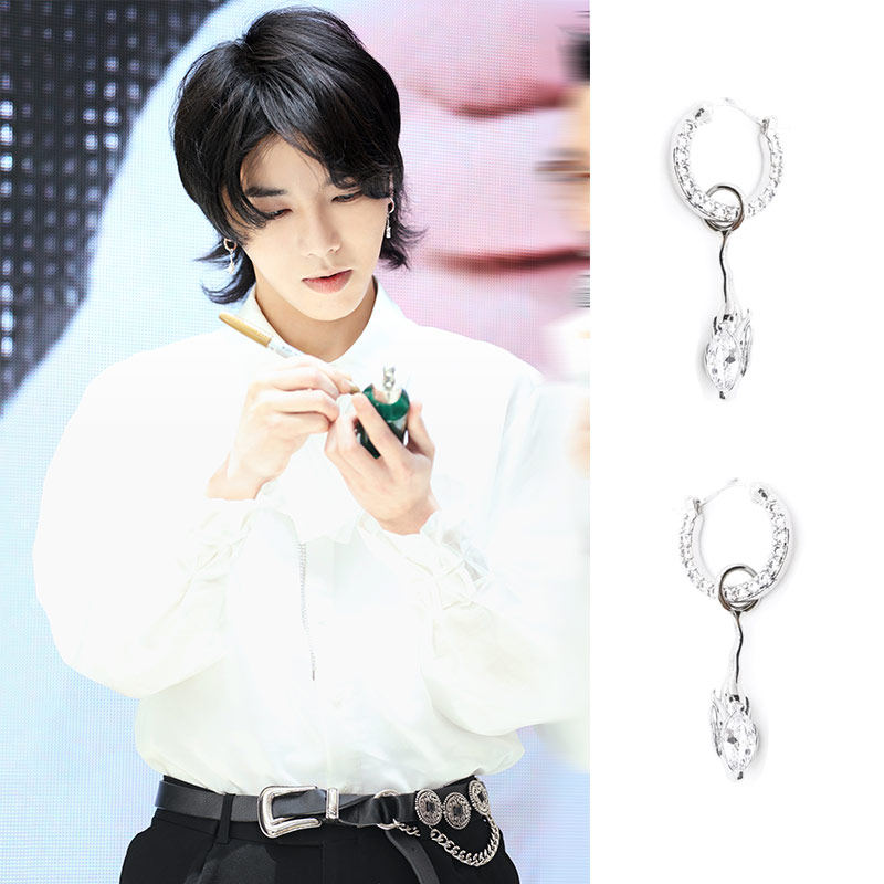 华晨宇明星花花同款火星焰火锆石圈耳环钉全新轻奢富贵千金风饰品