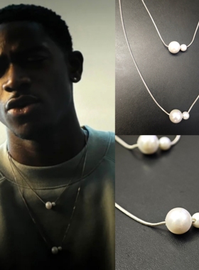 达姆森·伊德瑞斯Damson Idris F1狂飙飞车同款大小珍珠软骨项链