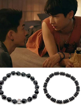 滚宝同款黑色菱形算盘玛瑙珠手链