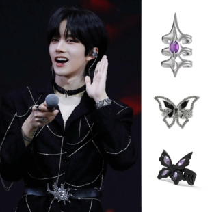 黄星Eliot花咏同款黑白蝴蝶3尖刺开口戒指Desire4 星有千千邱鼎杰