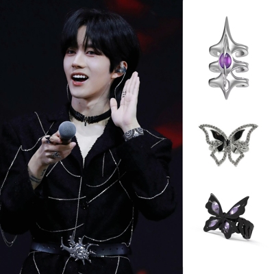 黄星Eliot花咏同款黑白蝴蝶3尖刺开口戒指Desire4 星有千千邱鼎杰