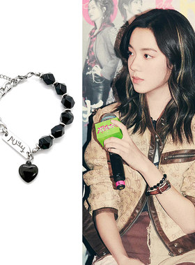 庄达菲欠欠儿同款黑色爱心手链环