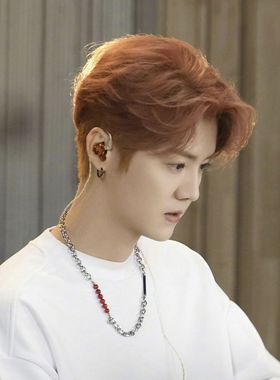 鹿晗同款红色钛钢拼接项链