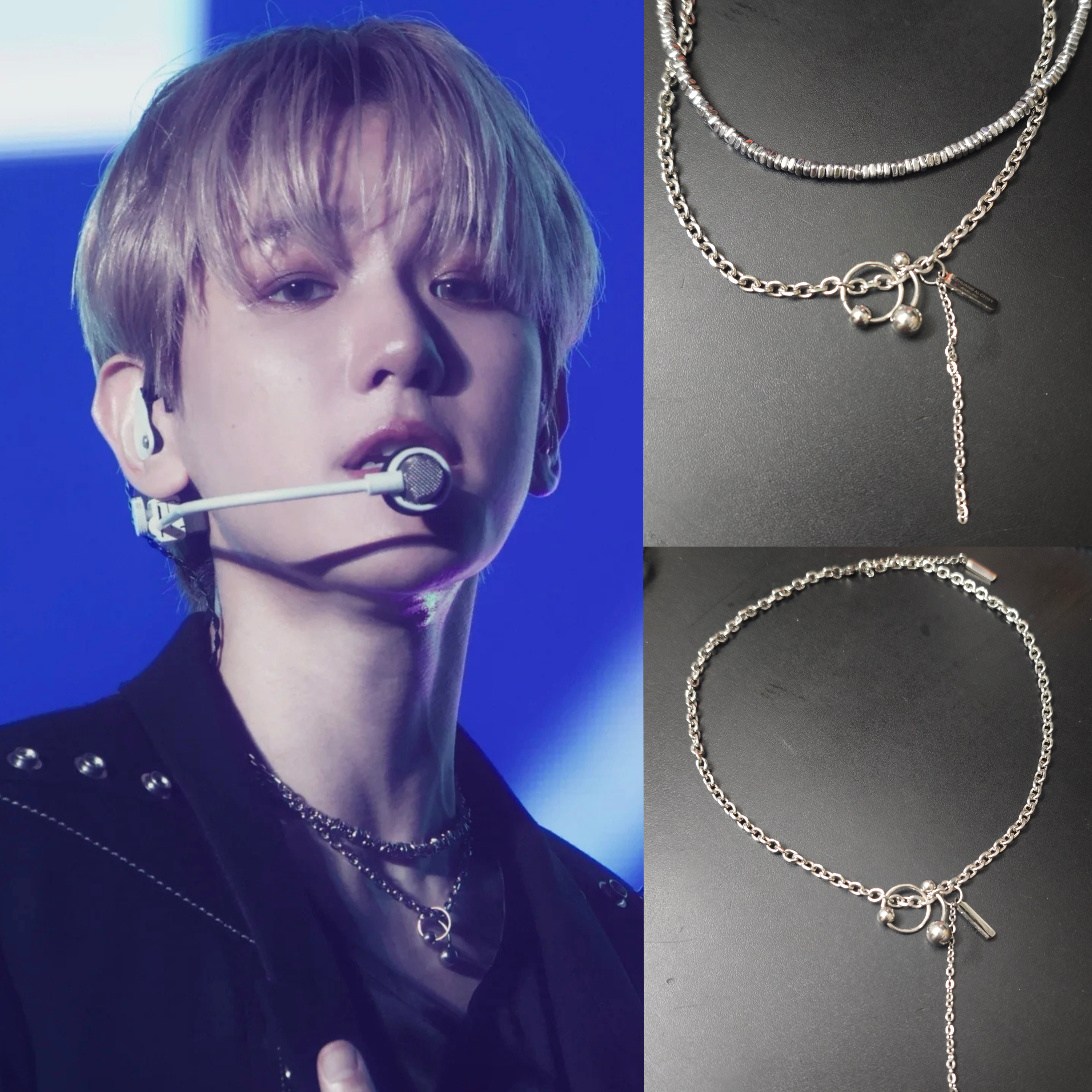 EXO 边伯贤 BAEK HYUN同款虎胆石钛钢珠牌项链套装澳门演唱会周边