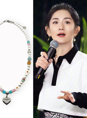 谢娜同款贝壳花朵珍珠透流彩蓝粉爱心项链圈环锁骨乘风个性潮浪姐