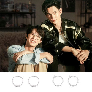 poohpavel同款钛钢圆圈耳环圈钉耳夹有无耳洞均可戴泰剧极速恋人