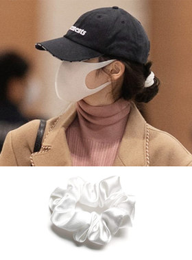 IU机场同款纯白色小清新文艺大肠发圈高弹百搭气质手头两用绳饰品