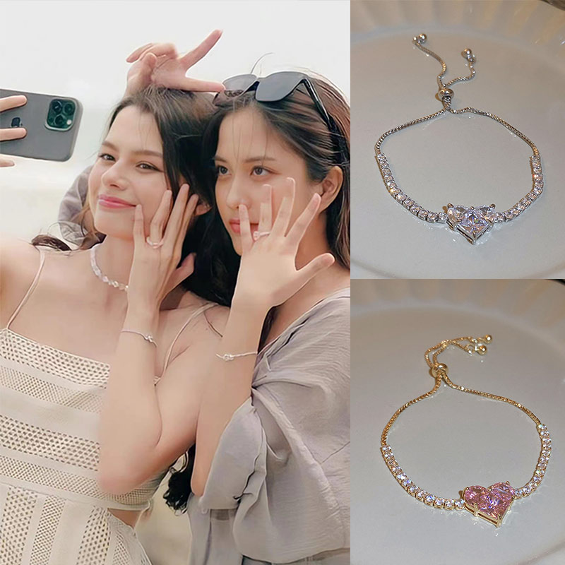 FreenBecky款白色爱心锆石钻手链