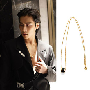 Bible柏博同款金圈黑心圆戒圈项链毛衣长链百搭时尚潮泰明星Vegas