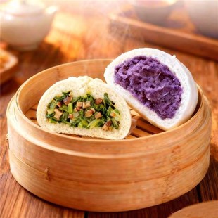 膳博士儿童营养早餐素菜包子香菇青菜包甜包紫薯包加热即食速冻