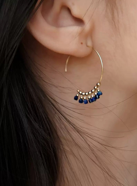 14k包金青金石流苏耳环