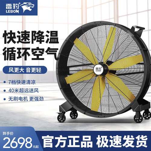 雷豹工厂用工业风扇电风扇大功率车间仓库大风机手推可移动大风扇