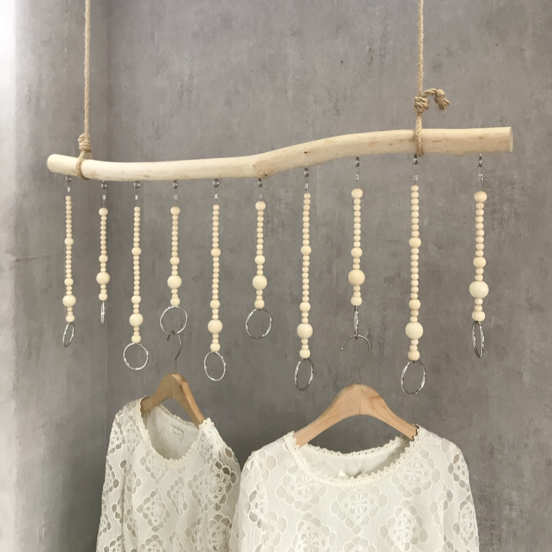 服装店展示架吊顶架悬挂女装陈列吊架衣架麻绳木棍吊杆橱窗吊挂