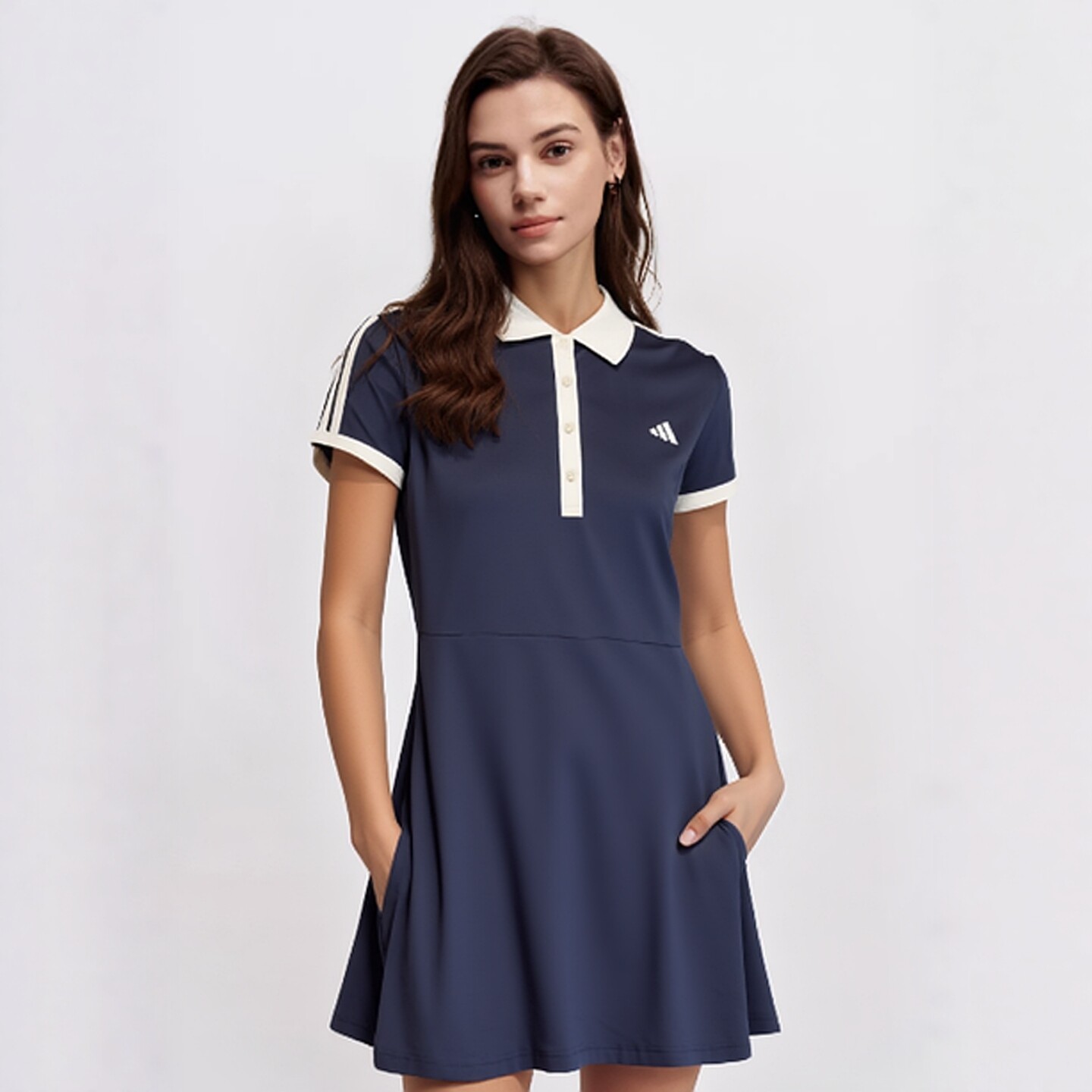 Adidas阿迪达斯网球服女26新款网球裙polo领连衣裙内置底裤KB1428